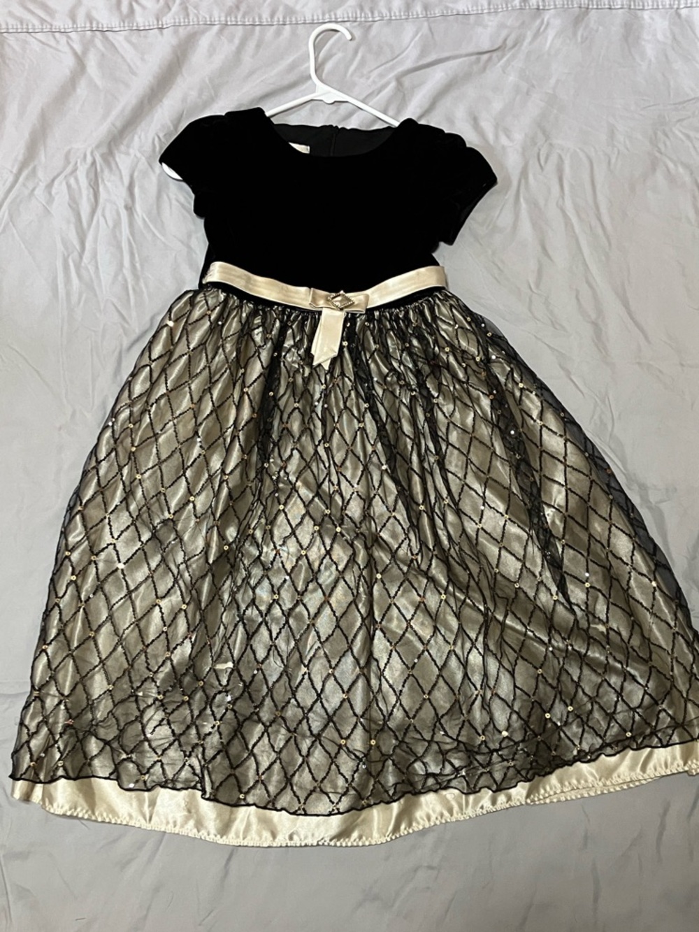 Cinderella Black and Cream Girls' Formal Dress with Satin Bow